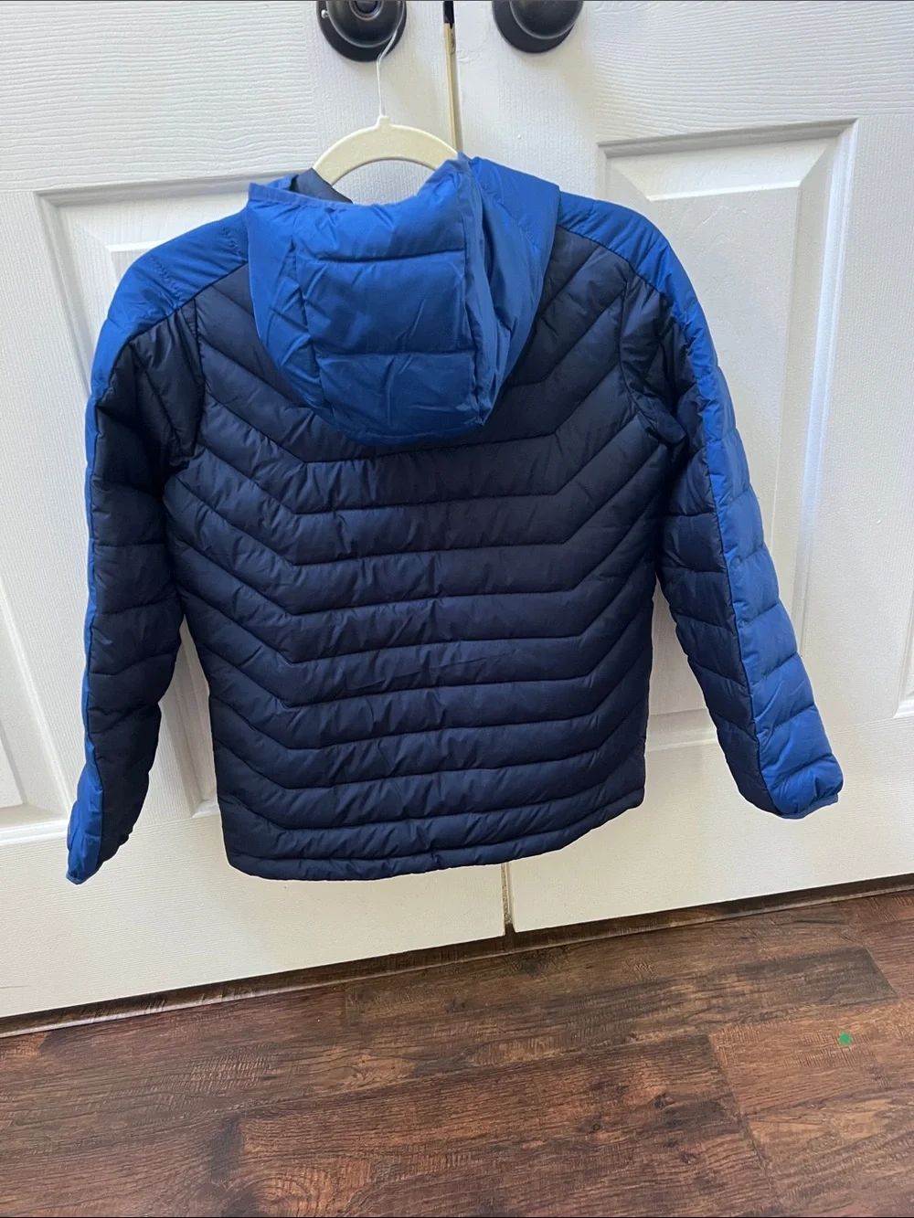Columbia Kids Navy and Royal Blue Hooded Puffer Jacket with Red Accents